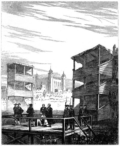 Henrettelsen av Lord Derwentwater 1689-1716 på Tower Hill, London, 1716 1800-tallet av Unbekannt