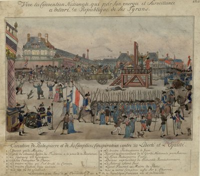 Henrettelsen av Robespierre og hans støttespillere 28. juli 1794 av Unbekannt