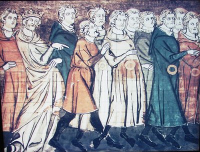Utvisningen av jøder fra Frankrike i 1182 En miniatyr fra Grandes Chroniques de France, 1320-årene av Unbekannt