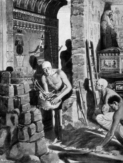 Den endelige interiørdekorasjonen og forseglingen av Tutankhamons grav, Egypt, 1325 f.Kr. 1933-1934 av Unbekannt