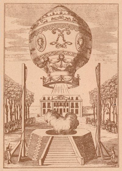 Den første ballongoppstigningen, c1785 1919 av Unbekannt