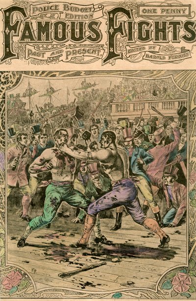 Den første kampen mellom Tom Spring og Jack Langan, 1824 sent på 1800- eller begynnelsen av 1900-tallet av Unbekannt
