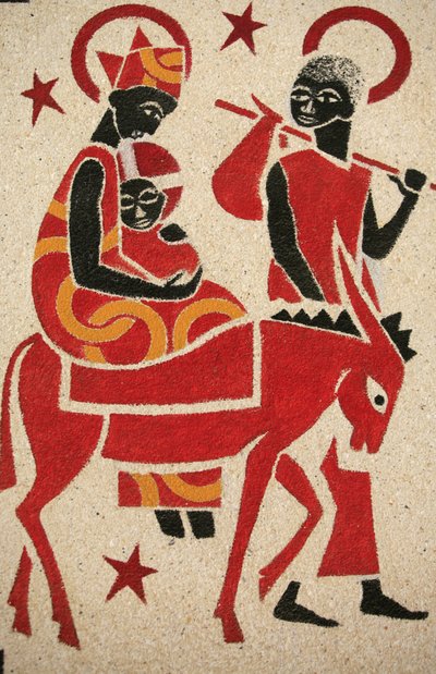 Flyturen til Egypt Keur Moussa klosterkirkefresken ble designet og malt i 1963 av Dom Georges Saget Keur Moussa Senegal av Unbekannt