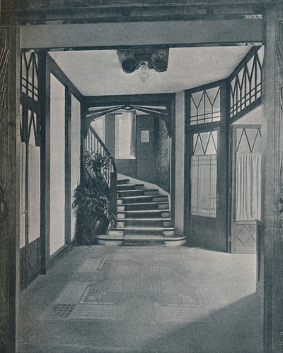 Gulvet og trappen til Behrens House, designet av Peter Behrens, 1901 av Unbekannt