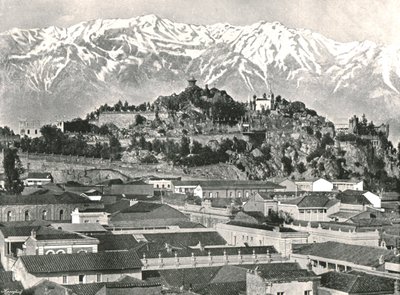 Åsen Santa Lucia med Andesfjellene i bakgrunnen, Santiago, Chile, 1895. av Unbekannt