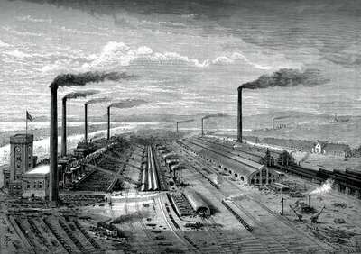 Jern- og stålverkene i Barrow, c1880 av Unbekannt