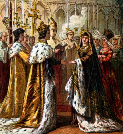 Ekteskapet til Henry VII, 1486, c1850 av Unbekannt