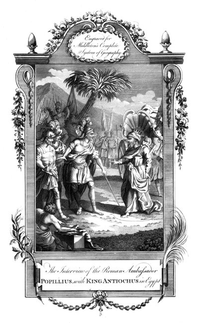 Møtet mellom den romerske ambassadøren Popillius og kong Antiochus, Egypt, 1700-tallet av Unbekannt