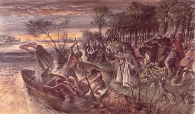 Ofringen av et jernalderskjold til elven av Unbekannt