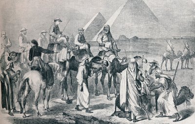 Det kongelige partiet forlater leiren i Giza, Egypt, ca 1861 1910 av Unbekannt