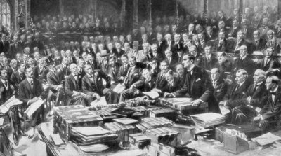 Scenen i House of Commons, Westminster, London, 3. august 1914 av Unbekannt