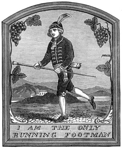 Tegnet til The Running Footman, London, 1891 av Unbekannt