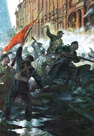 Stormingen av vinterpalasset, St. Petersburg, den russiske revolusjonen, oktober 1917 av Unbekannt
