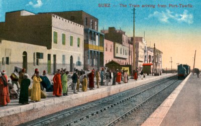 Toget ankommer fra Port Tewfik, Suez, Egypt, 1900-tallet av Unbekannt