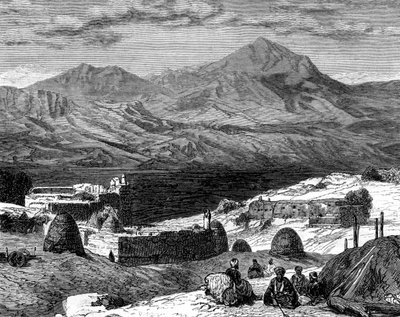 Landsbyen Gharzen og fjellene i Kurdistan, 1800-tallet av Unbekannt