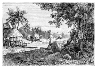 Landsbyen Sawi, Car-Nicobar, Nicobar Islands, India, 1895 av Unbekannt