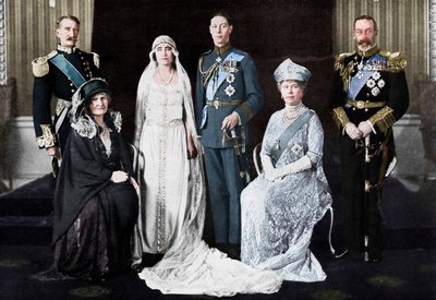 Bryllupet til hertugen av York og Lady Elizabeth Bowes-Lyon, 1923. av Unbekannt
