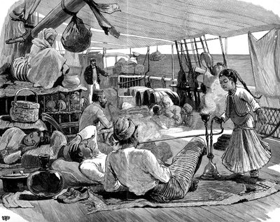 Tredje klasse om bord på Kilwa, Brindisi til Burma, 1886 av Unbekannt