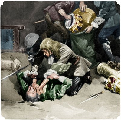 Thomas Blood forsøkte å stjele kronjuvelene fra Tower of London i 1671, 1937 av Unbekannt