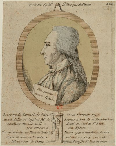 Thomas de Mahy, Marquis de Favras 1744-1790. Fra Journal de Paris 20. februar 1790, 1790. av Unbekannt