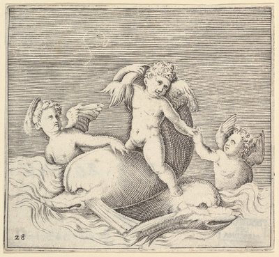 Three Cupids and Two Dolphins, utgitt ca. 1599-1622. av Unbekannt