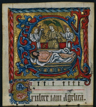 Three Cuttings from a Missal: Initial E with the Angels of the Entombment, ca. 1470-1500. av Unbekannt
