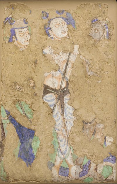 Tre figurer, fra hule 224, 4.-6. århundre. av Unbekannt