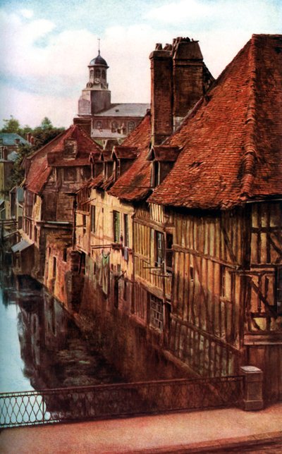 Tømmerhus ved Pont de Caen i Caudebec-en-Caux, Normandie, Frankrike, ca 1930-tallet av Unbekannt