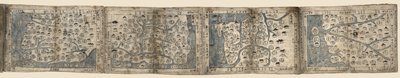 Tittel fra perm. Blader er sammenføyd ende til ende og brettet trekkspill stil. Limt på en liten etikett på baksiden av Hamgyŏng-do-kartet: Bunkōdō Shoten. Også tilgjengelig via Library of Congress-nettstedet som et rasterbilde. Anskaffelseskontrollnr. av Unbekannt