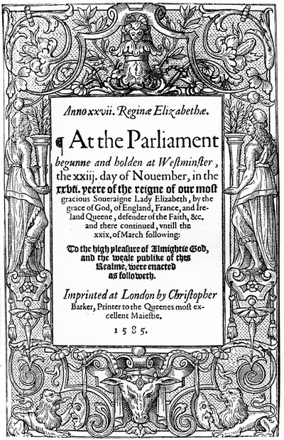 Tittelside til Acts of Parliament, 1585, 1893 av Unbekannt