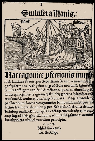 Tittelside til boken Ship of Fools av Sebastian Brant, 1497. av Unbekannt