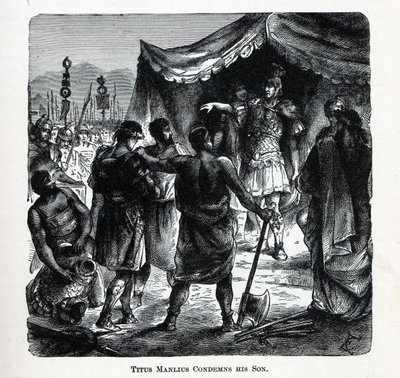 Titus Manlius fordømmer sin sønn, 1882 av Unbekannt