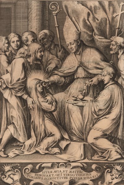 Toribio Alfonso Mogrovejo bekrefter Rose of Lima, 1670. av Unbekannt