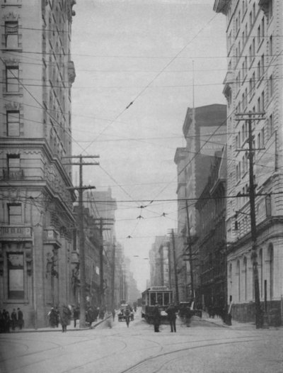 Ruvende fasader på en av byens travleste shoppinggater, ca. 1935 av Unbekannt