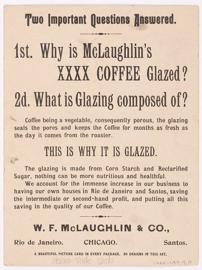 Trade Card, annonse for McLaughlins kaffe fra Children