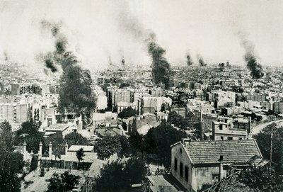 Tragisk uke 1909, klosterbrann. Bilde publisert i magasinet "La Actualidad". Barcelona, Spania av Unbekannt
