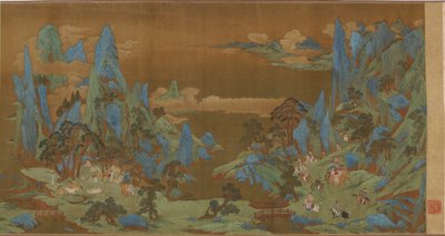 Reisende i Springtime Mountains, 1500-1600-tallet. av Unbekannt