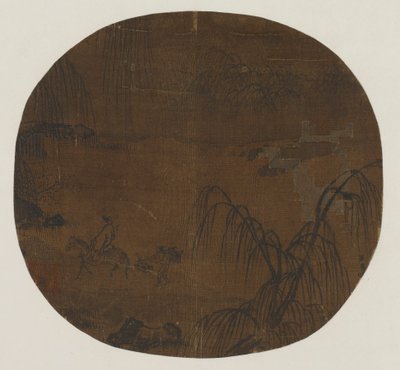 Reisende under piletrær, Yuan- eller Ming-dynastiet, 1279-1644. av Unbekannt