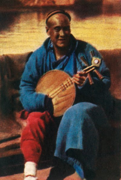 Omreisende musiker, Kina, c1928. av Unbekannt