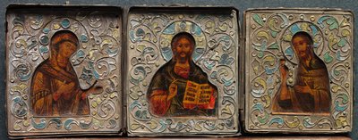 Triptyk med Kristus, jomfruen og evangelisten Johannes, 1800-tallet. av Unbekannt