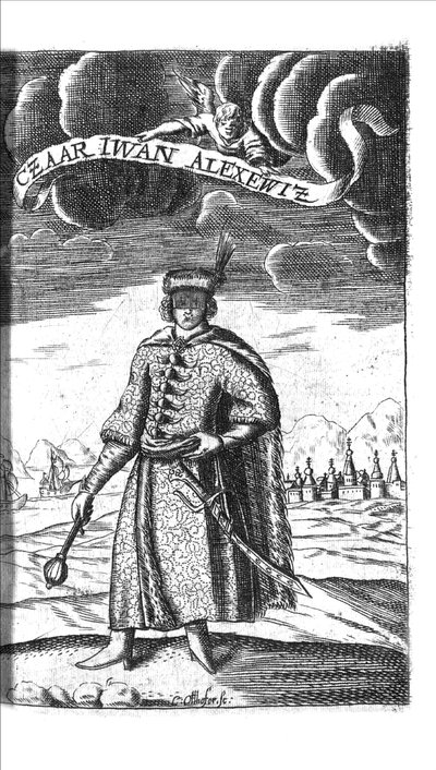 Tsar Ivan V Alexeyevich fra Georg Adam Schleissing Derer beiyden Czaaren i Reussland Ivan og Peter Alexewiz, 1693 av Unbekannt