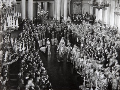 Tsar Nicholas II ved åpningsseremonien til den første Dumaen, St. Petersburg, Russland, 1906 av Unbekannt