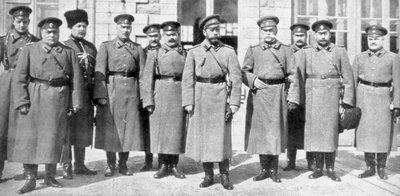 Tsar Nicholas II av Russland og hans generaler og stab, 1917 av Unbekannt