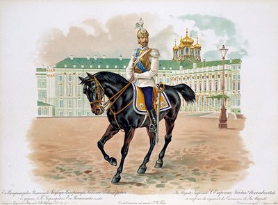 Tsar Nicholas II av Russland i uniformen til His Majestys Life Cuirassiers Guard Regiment, 1896 av Unbekannt