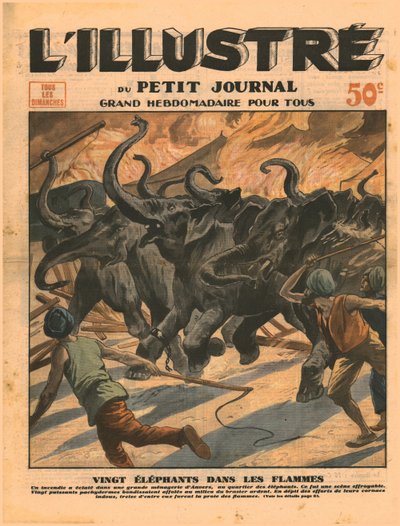 Tjue elefanter i flammene, 1932. av Unbekannt