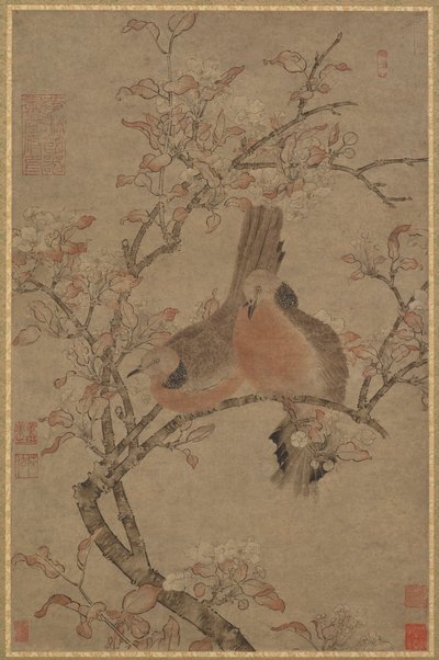 To duer på en blomstrende gren, 1300-1400-tallet. av Unbekannt