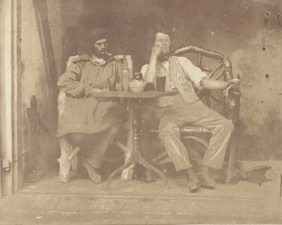 To menn sitter ved et bord, 1850-tallet. av Unbekannt