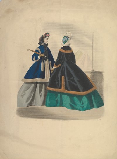 To kvinner i frakker, 1863-64. av Unbekannt
