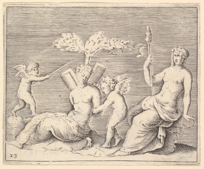 Two Women and Two Cupids, utgitt ca. 1599-1622. av Unbekannt