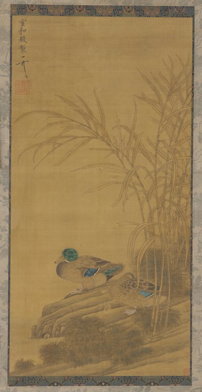 To ender blant siv ved vannkanten, Ming- eller Qing-dynastiet, 1400-1700-tallet. av Unbekannt